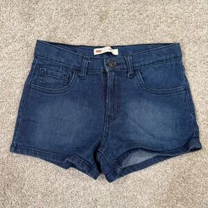 Levis Girls Size 14 Dark Wash Denim Shorts Stretch Adjustable Waist Casual